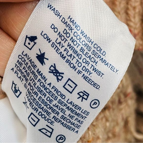 Land's End Chunky Brown Cable Knit Sweater Size XS Crew Neck Boat Hem Pull On - Picture 8 of 9